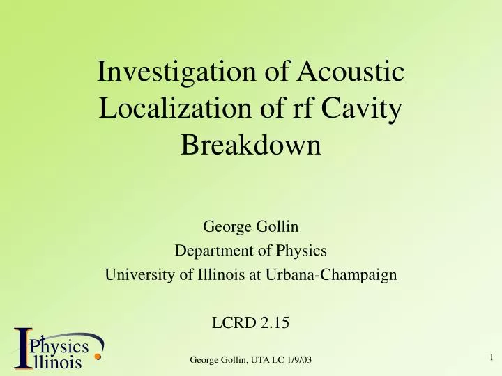 investigation of acoustic localization of rf cavity breakdown