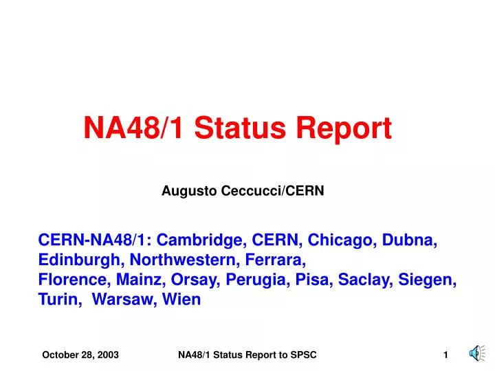 na48 1 status report