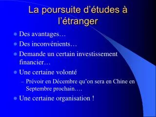 la poursuite d tudes l tranger