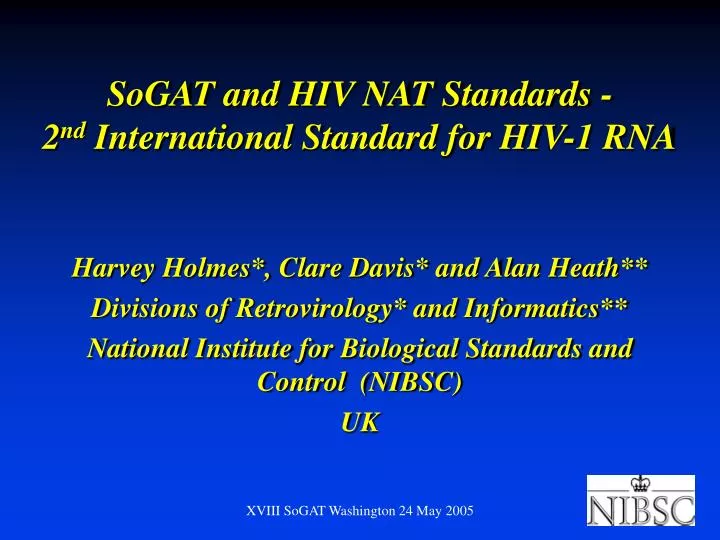 sogat and hiv nat standards 2 nd international standard for hiv 1 rna