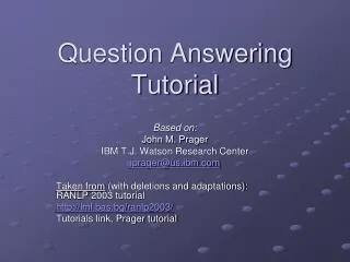 Question Answering Tutorial