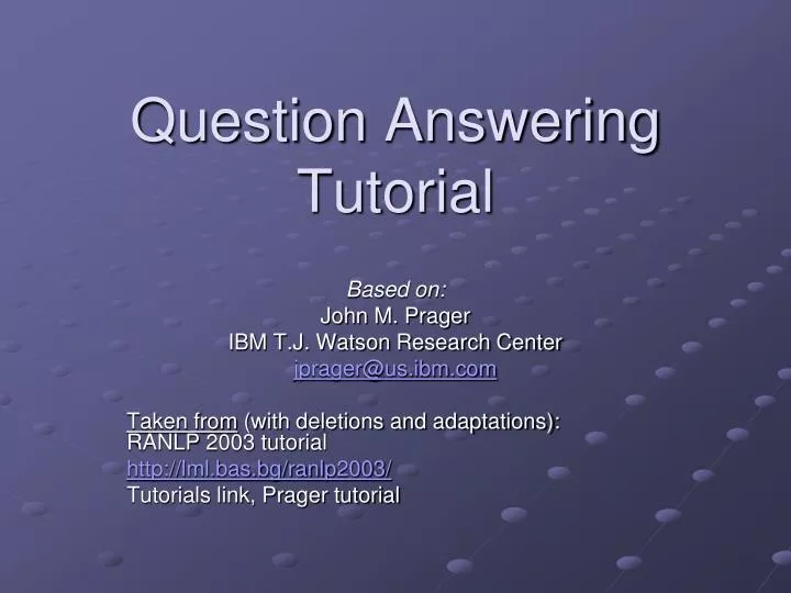 question answering tutorial