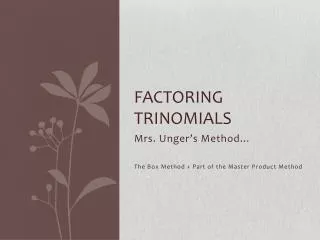 Factoring Trinomials