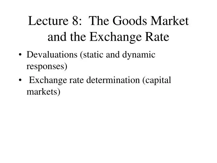 lecture 8 the goods market and the exchange rate