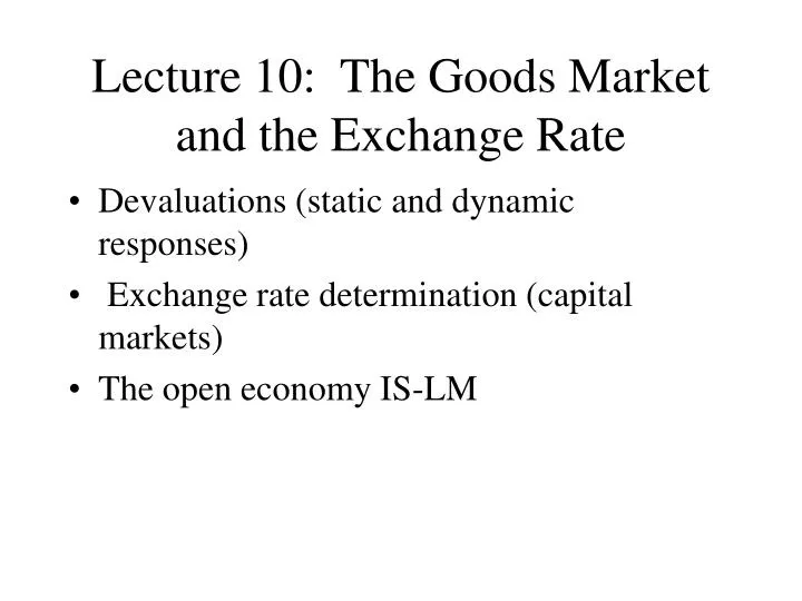 lecture 10 the goods market and the exchange rate