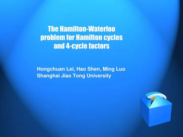 the hamilton waterloo problem for hamilton cycles and 4 cycle factors