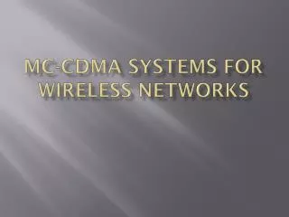 MC-CDMA systems for wireless networks