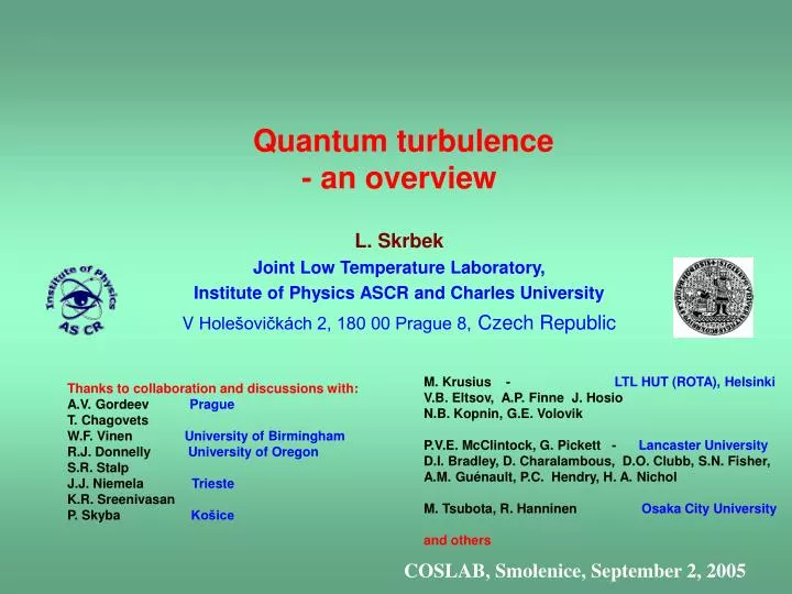 quantum turbulence an overview