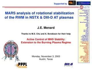 MARS analysis of rotational stabilization of the RWM in NSTX &amp; DIII-D AT plasmas