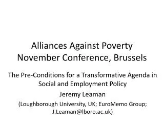 Alliances Against Poverty November Conference, Brussels