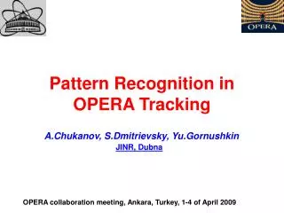 Pattern Recognition in OPERA Tracking