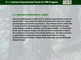 H. J. Andrews Experimental Forest &amp; LTER Program