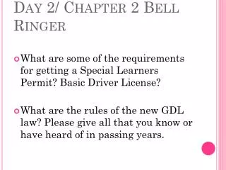 Day 2/ Chapter 2 Bell Ringer