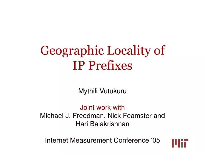 geographic locality of ip prefixes