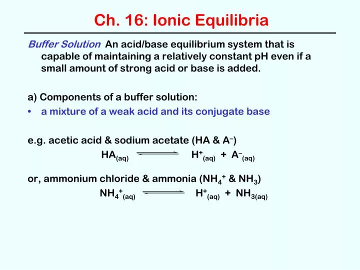 ch 16 ionic equilibria