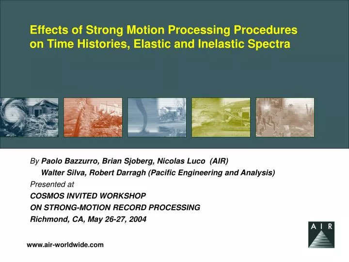 effects of strong motion processing procedures on time histories elastic and inelastic spectra