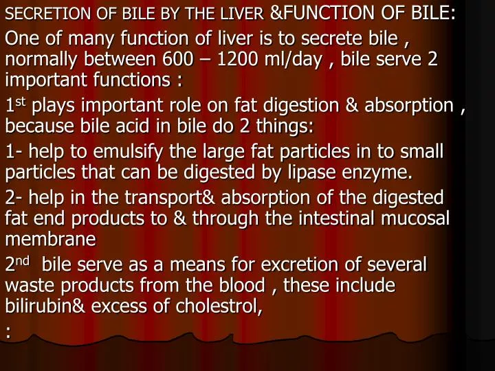 Ppt Secretion Of Bile By The Liver Andfunction Of Bile Powerpoint