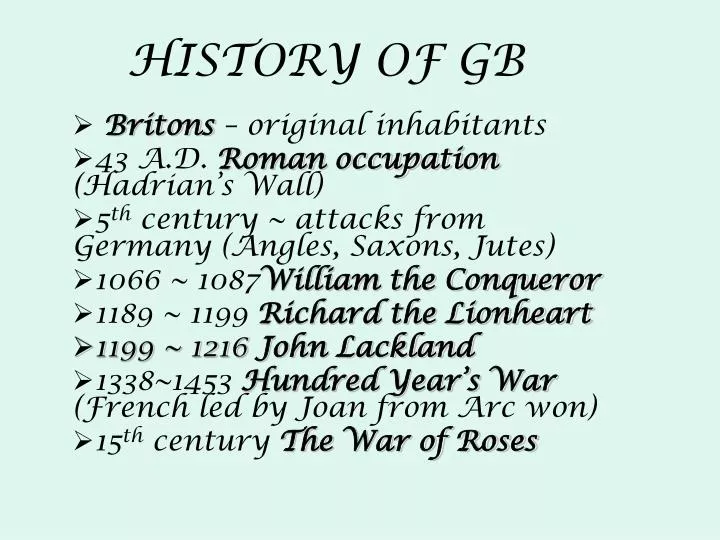 history of gb