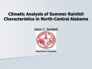 Climatic Analysis of Summer Rainfall Characteristics in North-Central Alabama