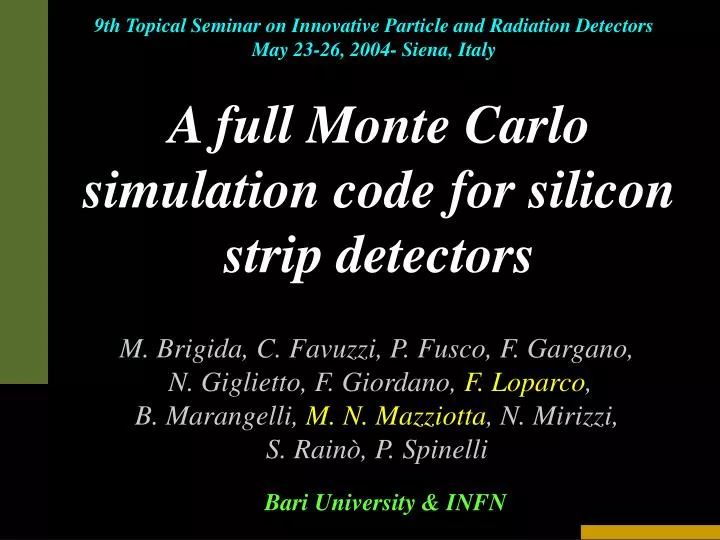 a full monte carlo simulation code for silicon strip detectors