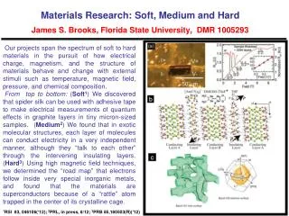Materials Research: Soft, Medium and Hard James S. Brooks, Florida State University, DMR 1005293