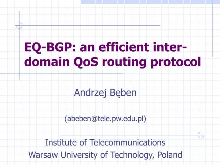 eq bgp an efficient inter domain qos routing protocol