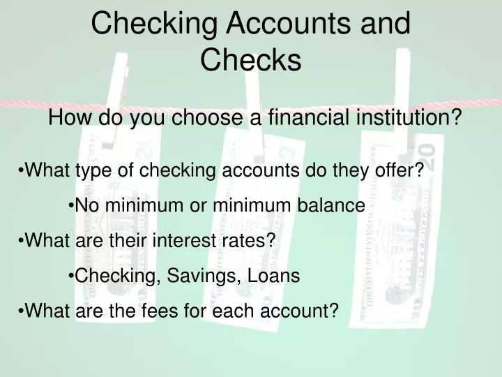 checking accounts and checks