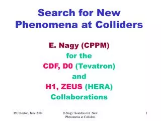 Search for New Phenomena at Colliders