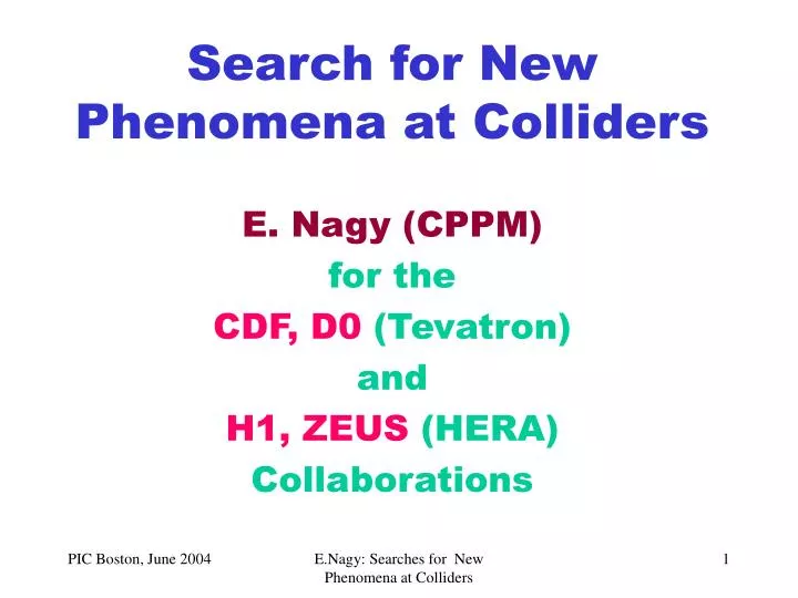 search for new phenomena at colliders