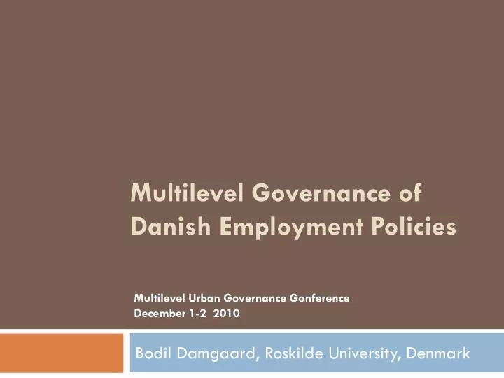 multilevel governance of danish employment policies