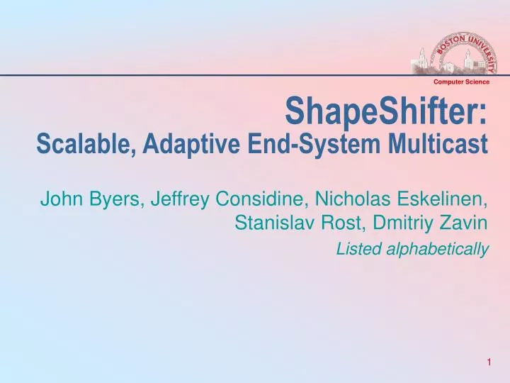 shapeshifter scalable adaptive end system multicast