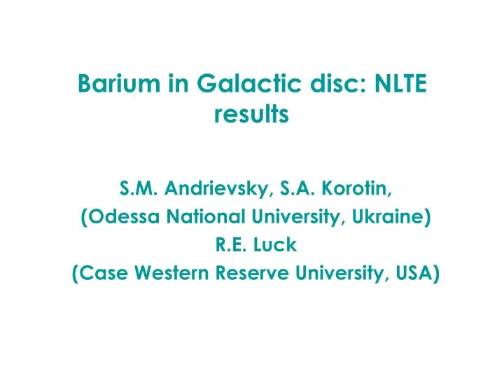 barium in galactic disc nlte results