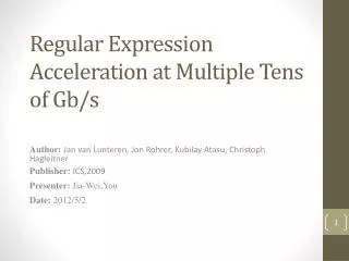 Regular Expression Acceleration at Multiple Tens of Gb/s
