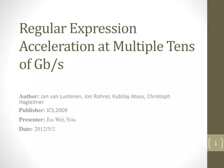 regular expression acceleration at multiple tens of gb s