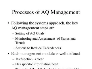 Processes of AQ Management