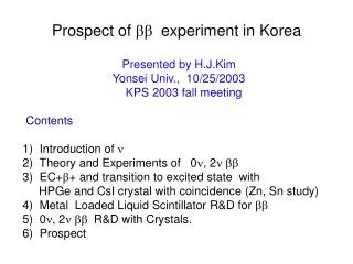 Prospect of bb experiment in Korea