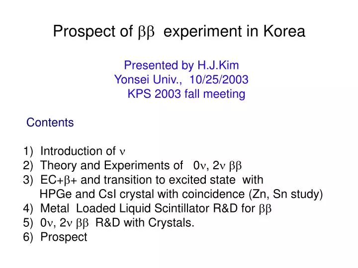 prospect of bb experiment in korea
