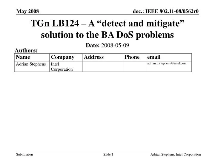 tgn lb124 a detect and mitigate solution to the ba dos problems