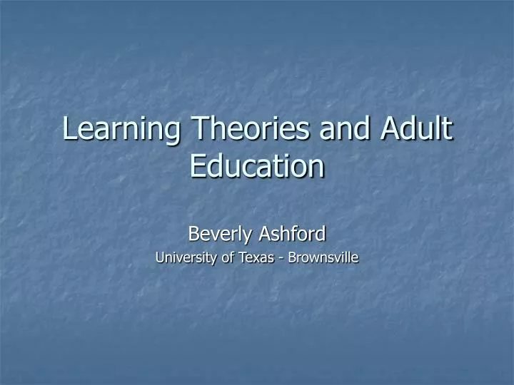 learning theories and adult education