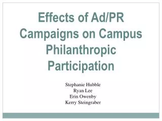 Effects of Ad/PR Campaigns on Campus Philanthropic Participation