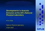 Advancements in Acoustic Emission Modelling at the UK’s National Physical Laboratory - slide 1