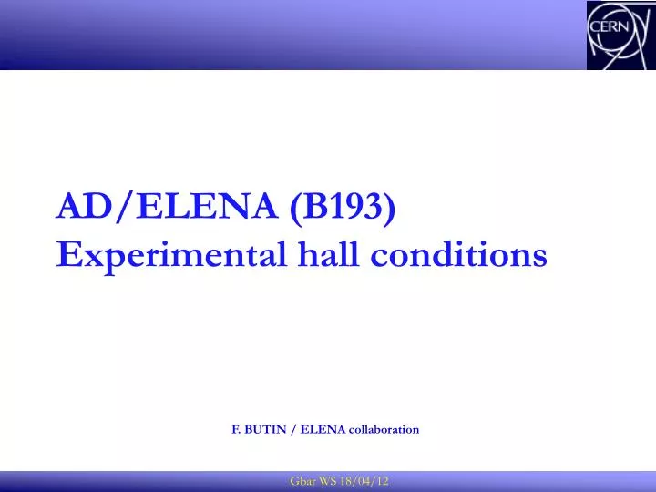 ad elena b193 experimental hall conditions