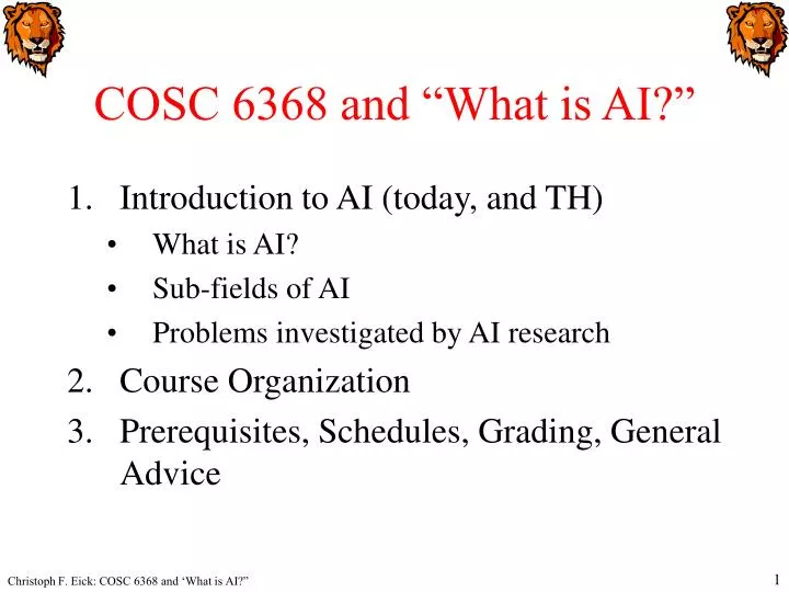 cosc 6368 and what is ai