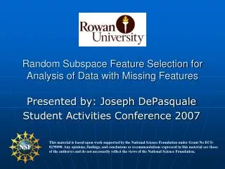 Random Subspace Feature Selection for Analysis of Data with Missing Features