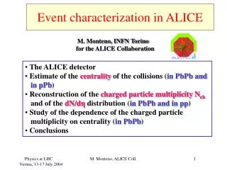 Event characterization in ALICE