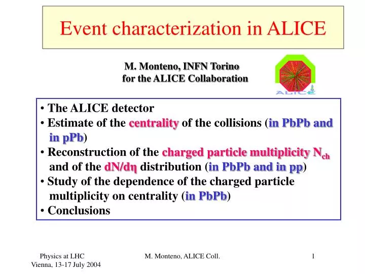 event characterization in alice