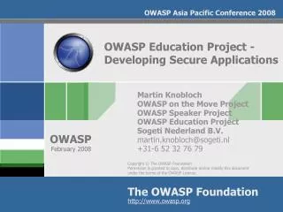 OWASP Education Project -Developing Secure Applications