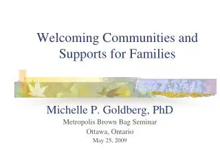 Welcoming Communities and Supports for Families
