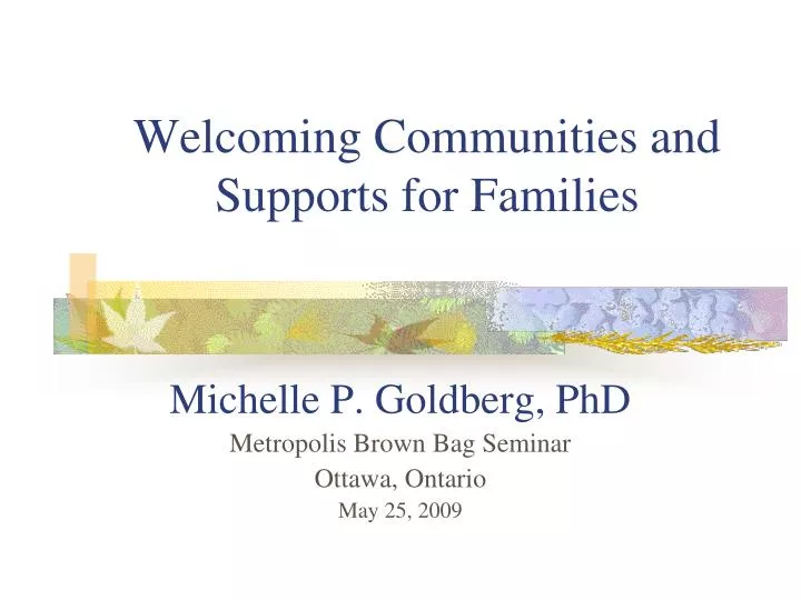 welcoming communities and supports for families