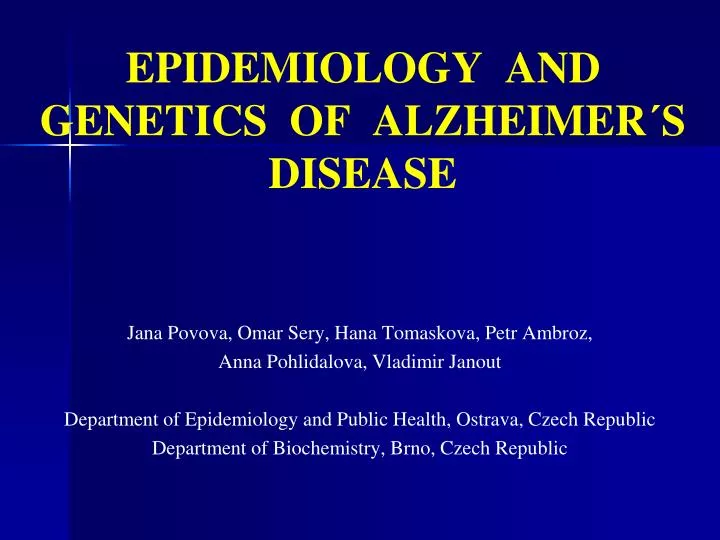 epidemiology and genetics of alzheimer s disease